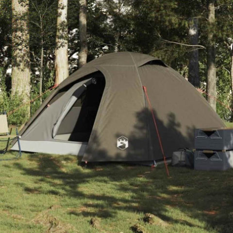 Camping Tent Dome 4-Person Brown Waterproof 4009619