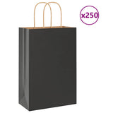 Paper Bags 250 pcs with Handles Black 21x11x31 cm 4101644