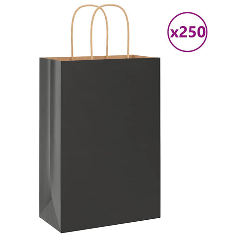 ZNTS Paper Bags 250 pcs with Handles Black 21x11x31 cm 4101644