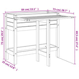 Garden Planter with Folding Tabletop Grey Solid Wood Pine 825123