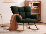 Mid Century Modern Teddy Fabric Tufted Upholstered Rocking Chair Padded Seat For Living Room W139760757