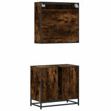 2 Piece Bathroom Furniture Set Smoked Oak Engineered Wood 3300887