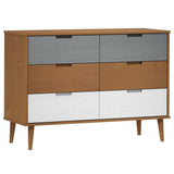 Drawer Cabinet MOLDE Brown 113x40x80 cm Solid Wood Pine 350507