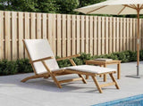 Folding Deck Chair with Cushion White Solid Teak Wood 42030522
