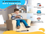 Kids Recliner Chair, PU Leather with Adjustable Backrest, Footrest, Padded Headrest, Beige T3398P347659