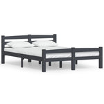 ZNTS Bed Frame without Mattress Dark Grey Solid Pinewood 140x200 cm 322092