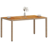 Garden Table Beige 150x90x75 cm Poly Rattan Acacia Wood 368127