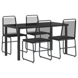 Garden Set 5 pcs Black Metal and Rattan 3422844