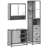 3 Piece Bathroom Furniture Set Grey Sonoma Engineered Wood 3301178