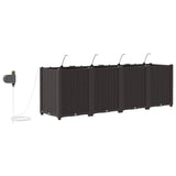 Garden Planter 4 pcs Brown 160 x 40 x 52 cm Plastic 42002834