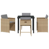 Garden Dining Set 5 pcs Beige Poly Rattan 3380709