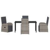 Garden Dining Set with Cushion 5 pcs Grey Poly Rattan 3379502
