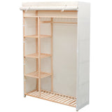 Wardrobe Cream Pinewood and fabric Large Wardrobe Rectangular 42976