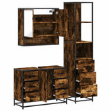 3 Piece Bathroom Furniture Set Smoked Oak Engineered Wood 3301172