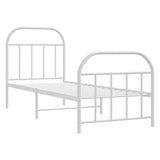 Metal Bed Frame without Mattress with Footboard White 75x190cm 353692