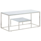 Coffee Table Silver Stainless Steel and Tempered Glass 350019