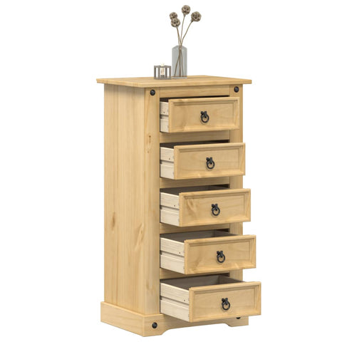 ZNTS Bedside Cabinet Corona 53x39x103 cm Solid Wood Pine 4005661