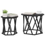 Side Table 2 pcs Black Oak Engineered Wood and Steel 868243