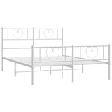 Metal Bed Frame without Mattress with Footboard White 135x190cm 355529