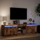 TV Cabinet with LED Smoked Oak 180x34x50 cm Engineered Wood 3307916