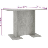 Dining Table Concrete Grey 110x60x75 cm Engineered Wood 800247