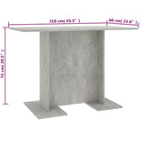 ZNTS Dining Table Concrete Grey 110x60x75 cm Engineered Wood 800247