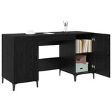 Desk with Storage Black Oak 140 x 50 x 75 cm Engineered Wood 8004204