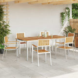 Outdoor Dining Set 7 pcs Solid Teak Wood and Stainless Steel 3334803