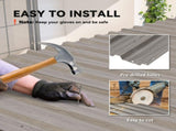 Set of 12 Corrugated Steel Roof Sheet Panels - Grey Wood Effect T3398P377581