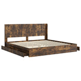 Bed Frame with Storage and Headboard Smoked Oak 180 x 200 cm 3414005