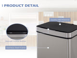 72L Recycling Sensor Bin Stainless Steel 3 Compartments For Both Wet/Dry Waste w/Removable Lid T3398P343507