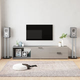 Speaker Stands 2pcs Black&Silver Tempered Glass 3 Pillars Design 51803