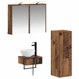 Bathroom Cabinet Set 4 pcs Old Wood Engineered Wood 3407373