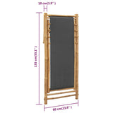 Deck Chair Dark Grey Bamboo and Canvas Standard 313018
