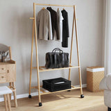 Clothes Rack with Shelves and Wheels 96x45.5x155.5 cm Bamboo 4008907