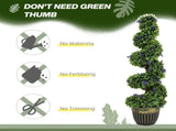 Set of 2 Decorative Artificial, Boxwood Spiral Topiary Tree with Lavender and Pot, Fake T3398P328353
