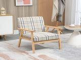 Modern One Seater Sofa for Living Room, Linen Fabric Small Couch with Rubber Wood Frame, Armrests, T3398P341261