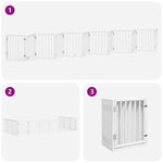 Dog Gate with Door Foldable 12 Panels White 600 cm Poplar Wood 3155536