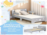Kids Toddler Bed, with Star and Moon Patterns, Side Rails, for Ages 3-6 Years - Grey T3398P422137