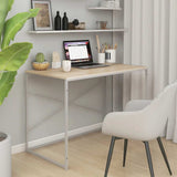 Computer Desk White and Oak 110x60x70 cm Engineered Wood 30210
