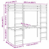 Loft Bed Frame Natural 90 x 200 cm Solid Pine Wood 3414550