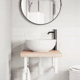 Basin Shelf Wall Mounted Steel and Solid Wood Oak 3302388