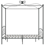 284485 Canopy Bed Frame without Mattress Grey Metal 180x200 cm Super King