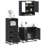 ZNTS 3 Piece Bathroom Furniture Set Black Engineered Wood 3301035