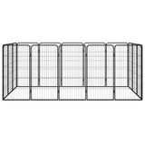 16-Panel Dog Playpen Black 50x100 cm Powder-coated Steel 3115960
