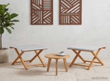Deck Chair 2 pcs Solid Eucalyptus Wood Cream 42024896