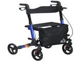 4 Wheel Rollator with Seat and Back, Folding Mobility Walker with Carry Bag, Adjustable Height, Dual T3398P344708