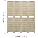 4-Panel Room Divider 140x165 cm Solid Wood Paulownia 338579