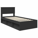 Bed Frame with Headboard Black 75 x 190 cm Engineered wood 3407941