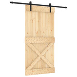 Sliding Door Natural and Black 100 x 210 cm Solid Pine Wood 3444928